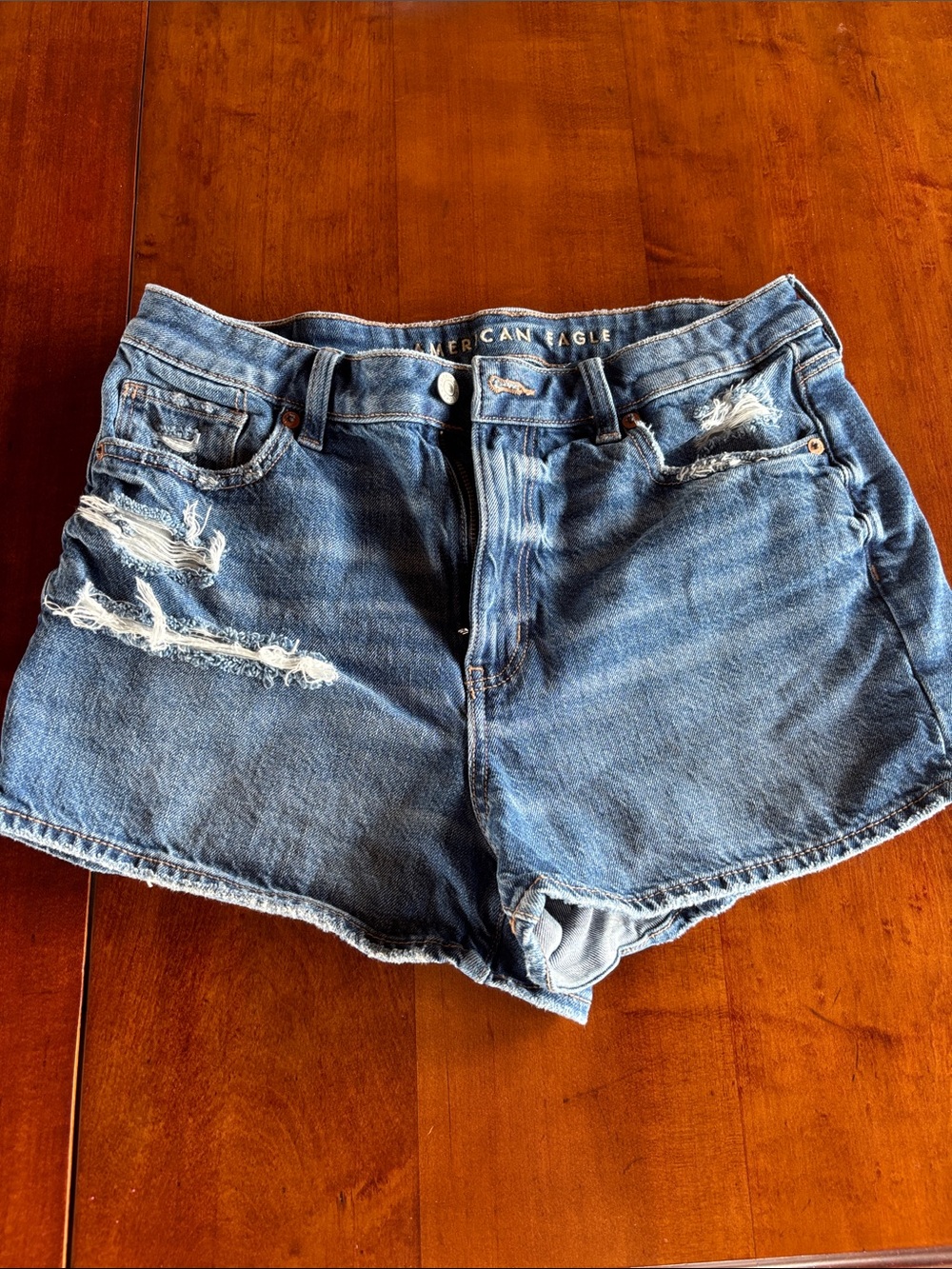 American Eagle Outfitters Light Blue Distressed Denim Shorts